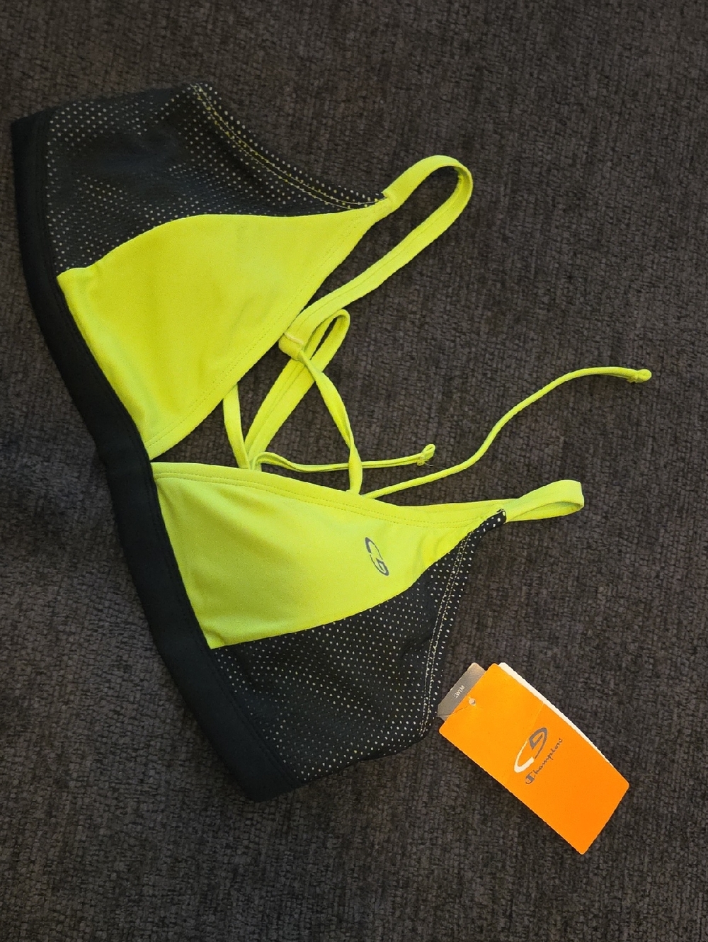 C9 by Champion Neon Yellow & Black Mesh Sports Bikini Top. Size M